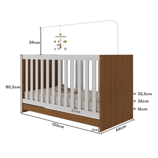 Cuna New 3 Funciones Blanco Café 