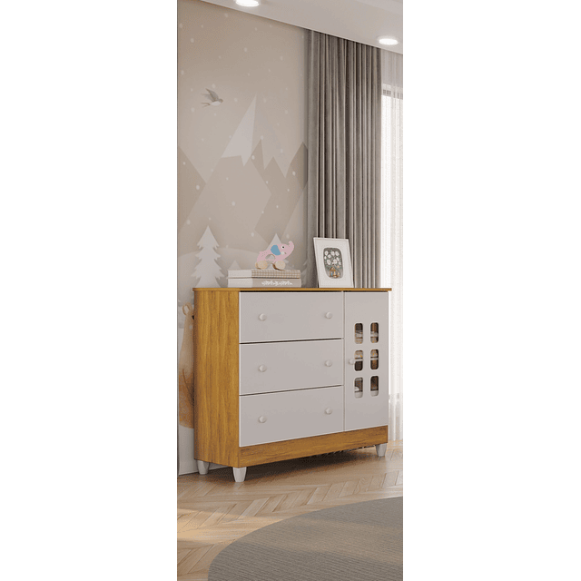 Comoda Con Puerta Blanco Miel  Maria