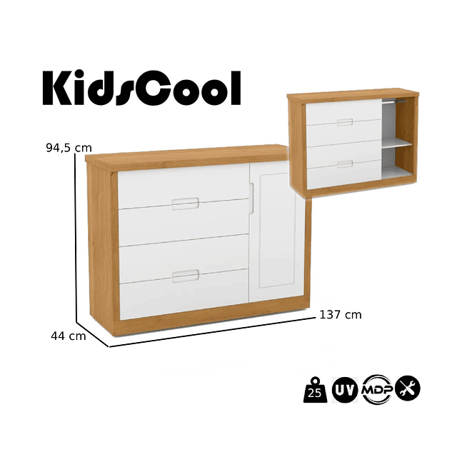 Comoda Tutto Con Puerta Blanca Caramelo