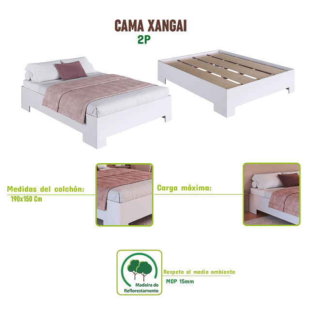 Cama 2pl Xangai 190x150  Miel