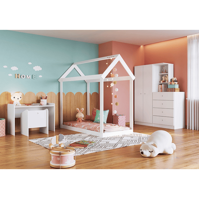 Cama Casita Montessori Cariño Blanca