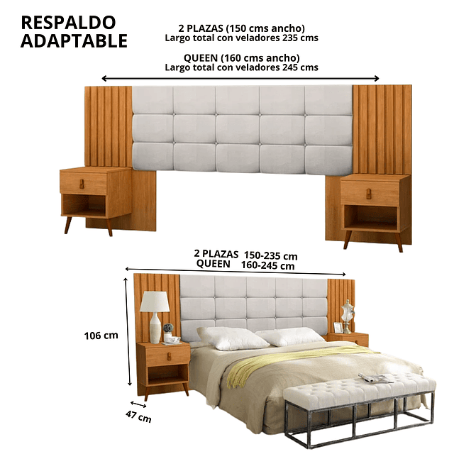 Respaldo Box Lady Capitone Blanco Miel 