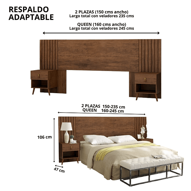 Respaldo Box Lady Ripada Caramelo