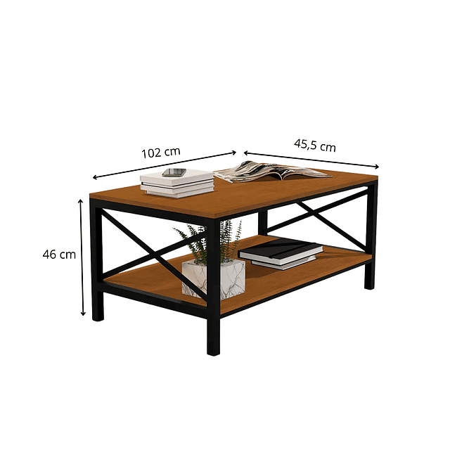 Mesa de centro industrial caramelo