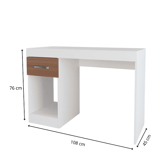 Mesa De Escritorio Con Cajon Practic Blanco / Avellana