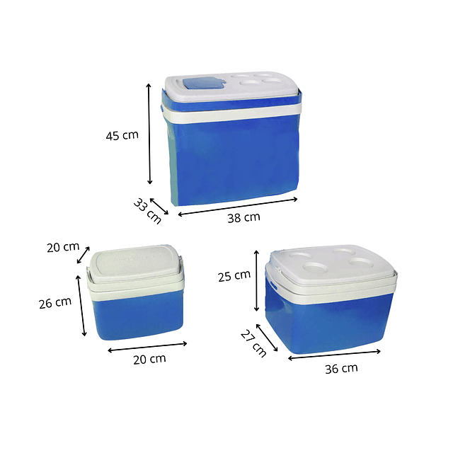Set cooler Camp 3 piezas azul 32L, 12L Y 5L
