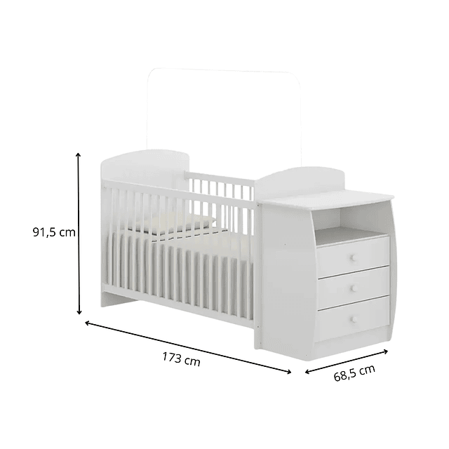 Cuna con Mudador Bambini Gris