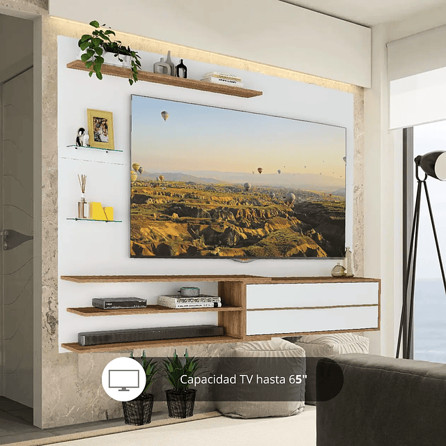 Rack Pared Be65" Blanco Miel