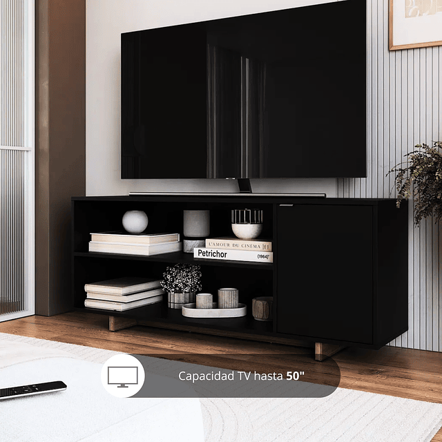 Rack TV 50 3 Espacios Negro
