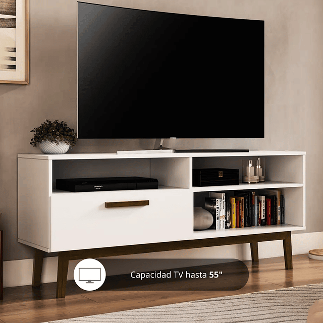 Rack TV 55 4 Espacios Blanco