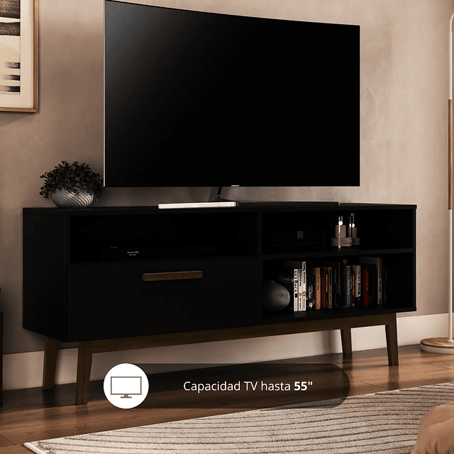 Rack TV 55 4 Espacios Negro