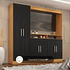 Rack TV Con Armario 6 Puertas Negro Caramelo 