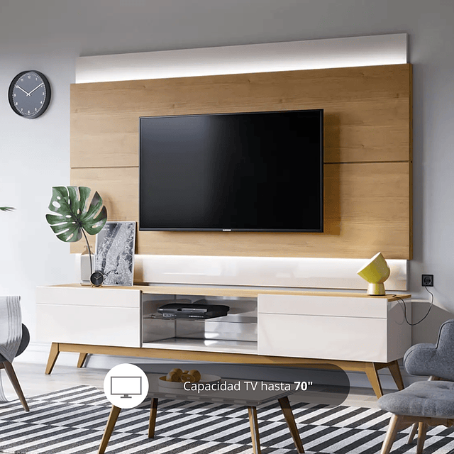 Rack Tv Stand Classic 11833 1.8 Cajones Blanco/Caramelo