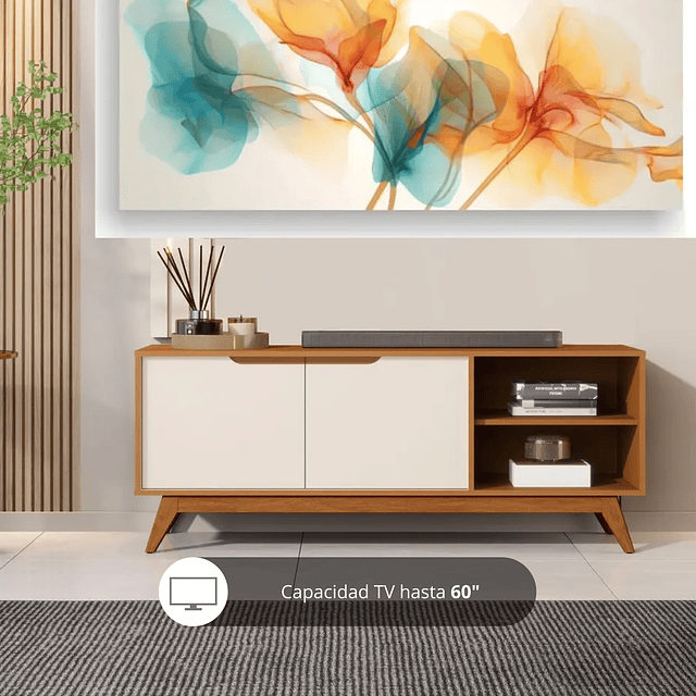 Rack Tv Tucumán 2 Puertas Caramelo Perla