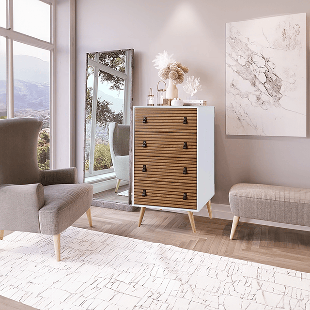 Cómoda Amber 4 Cajones Negro/Brise