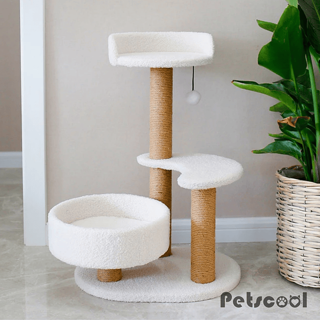 Rascador Blanco Para Gatos 3 Niveles