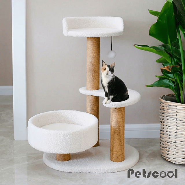 Rascador Blanco Para Gatos 3 Niveles