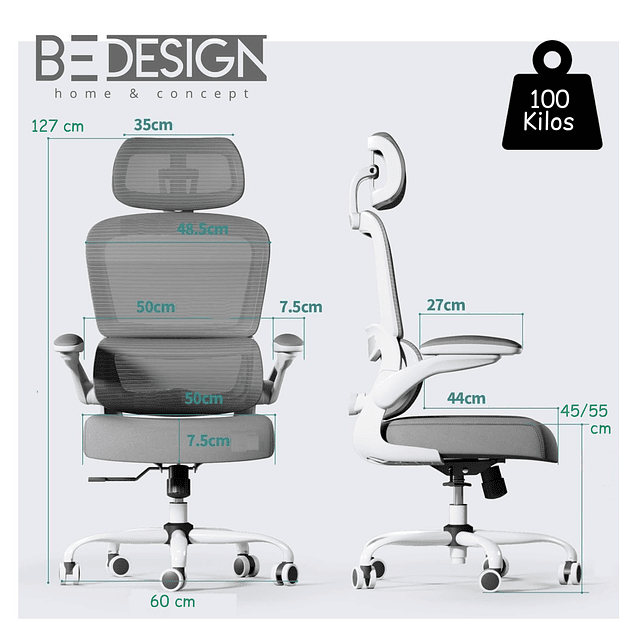 Silla De Escritorio Ergonómica Gris - Preventa 16 de Marzo