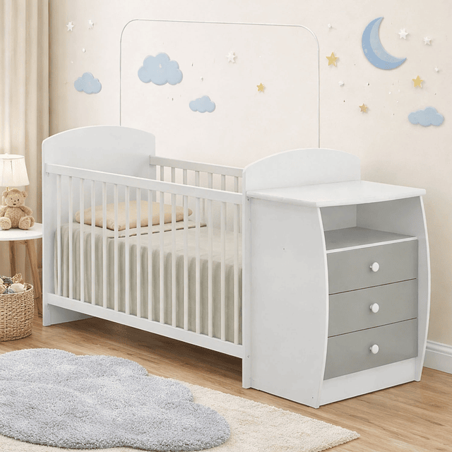 Cuna con Mudador Bambini Gris
