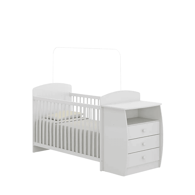 Cuna con Mudador Bambini Blanco+Colchon Cuna Baby Box 130x60