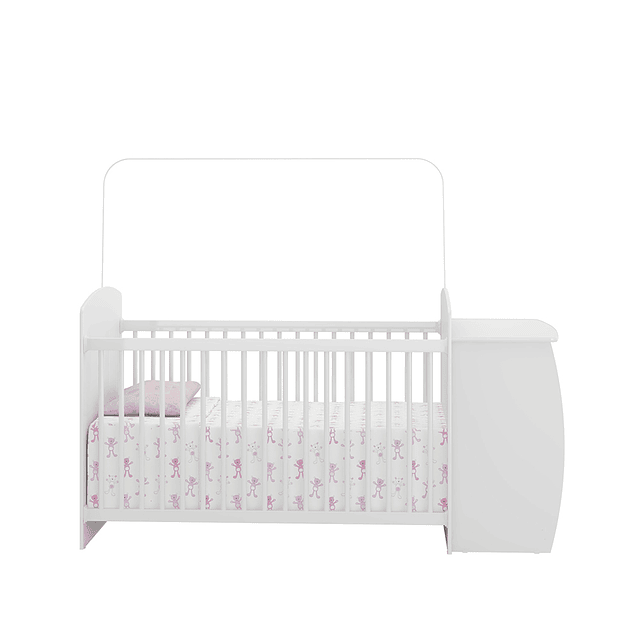 Cuna con Mudador Bambini Rosado+Colchon Cuna Baby Box 130x60