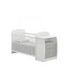 Cuna con Mudador Bambini Gris+Colchon Cuna Baby Box 130x60