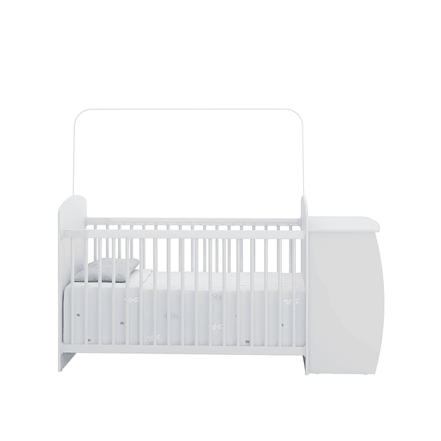 Cuna con Mudador Bambini Gris+Colchon Cuna Baby Box 130x60