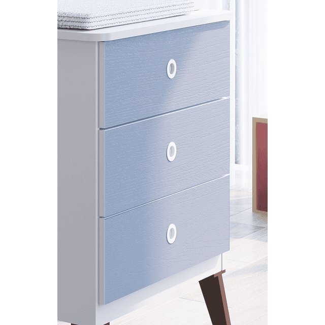 Cuna Con Cajonera Encanto Celeste+Colchon Cuna Baby Box 130x60