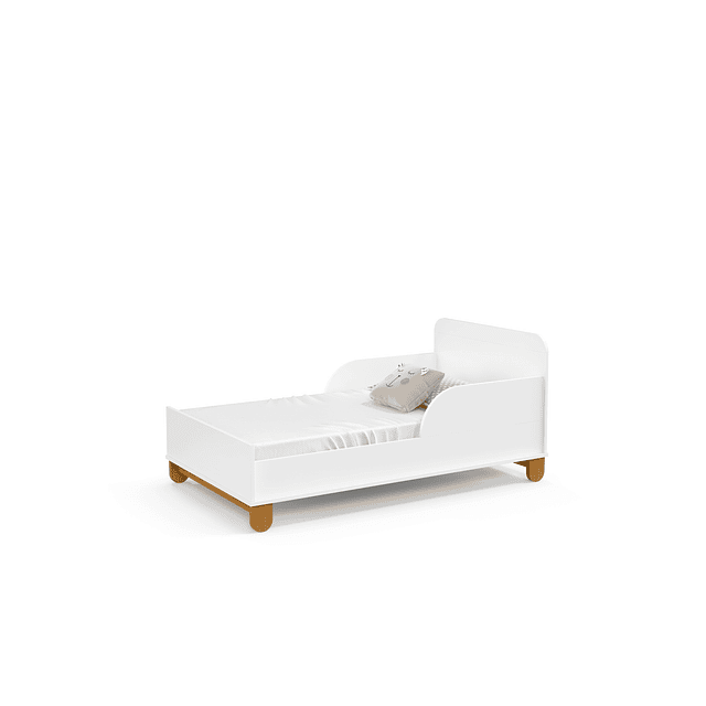 Cuna Madera New Zupi Blanca Caramelo + Colchon Cuna Baby Box 130x70