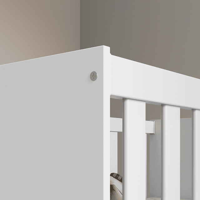 Cuna Madera New Zupi Blanca Caramelo + Colchon Cuna Baby Box 130x70