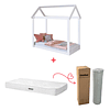 Cama Casita Montessori Cariño Blanca + Colchon Cama Baby Box 150x70