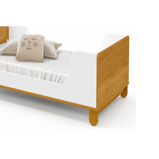 Mini Cama Zupi Blanca Caramelo + Colchon Cama Baby Box 150x70