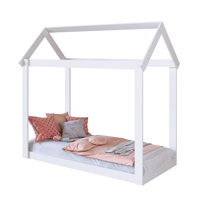 Cama Casita Montessori Cariño Blanca + Colchon Cama Baby Box 150x70