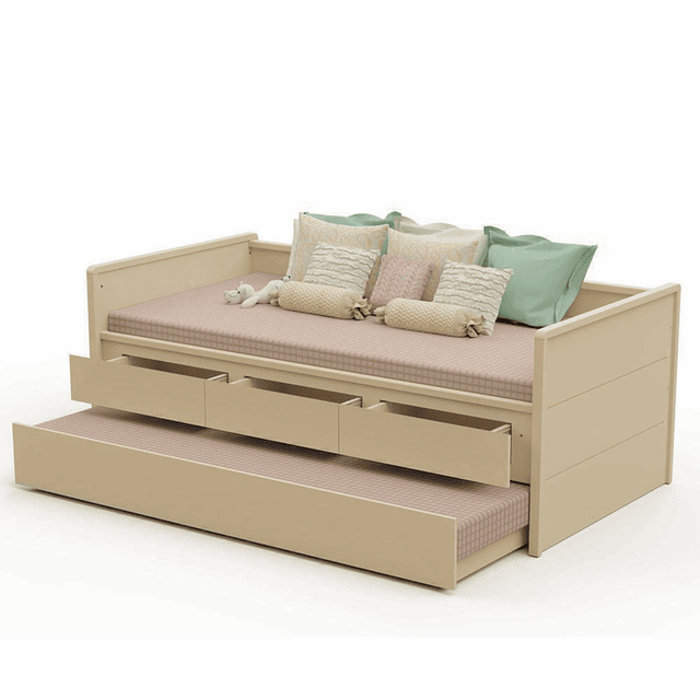 Cama Nido 3 Cajones Lais Perla - Preventa 10 de Febrero+ Colchon Cama Box 188x78 + Colchon Cama Box 188x88