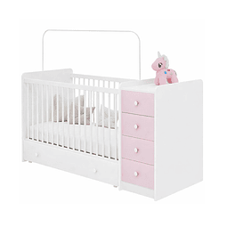 Cuna Con Comoda Top Baby Rosada 