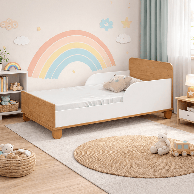 Cuna Madera New Zupi Blanca Caramelo 