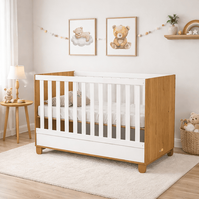 Cuna Madera New Zupi Blanca Caramelo 