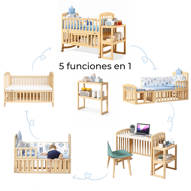 Cuna Evolutiva Madera 5 en 1