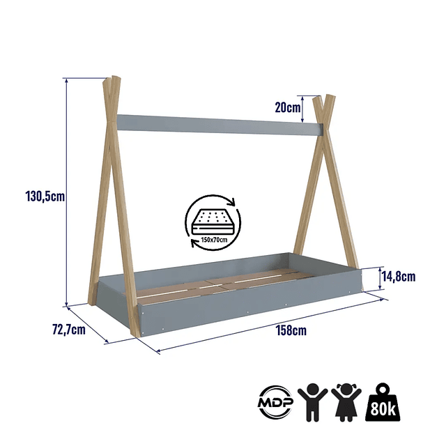 Cama Infantil Montessori Azul - Preventa 14 de Abril