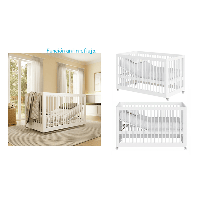 Cuna Antirreflujo 3 en 1 Lion Blanca Kidscool - Preventa 16 de Abril