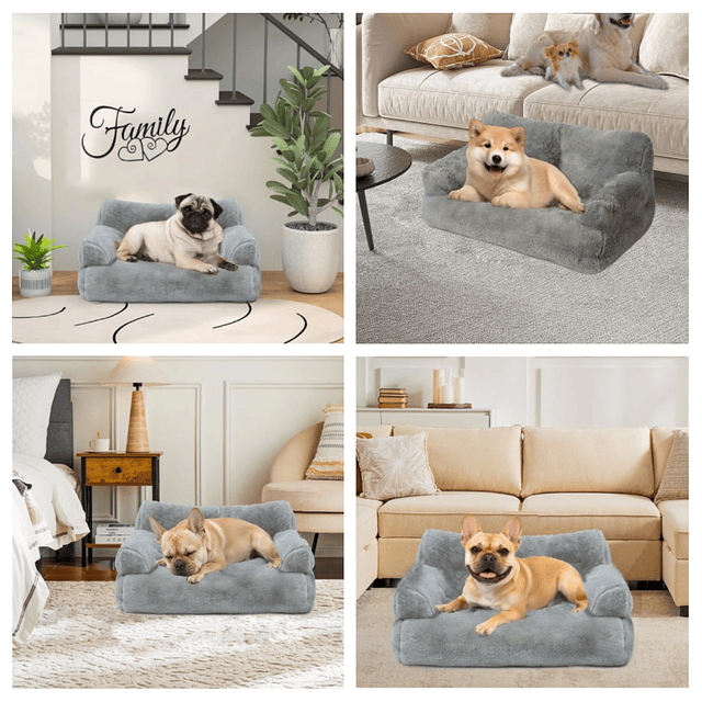 Cama Sofá Relajante Mascotas PetsCool L Gris Lavable y Ortopédica