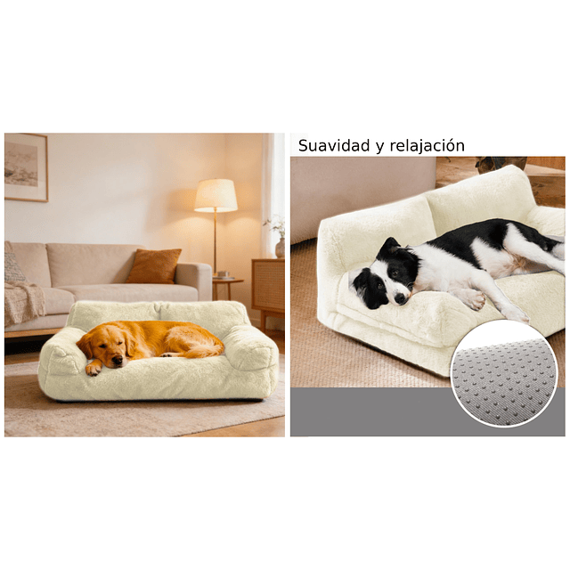 Cama Sofá Relajante Mascotas PetsCool XL Beige Lavable y Ortopédica