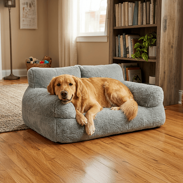 Cama Sofá Relajante Mascotas PetsCool XL Gris Lavable y Ortopédica
