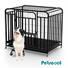 Jaula para Perro y Gato Grande Petscool, Doble puerta, Bandeja y Ruedas