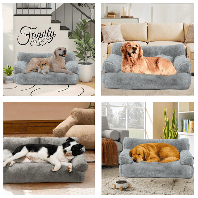 Cama Sofá Relajante Mascotas PetsCool XL Gris Lavable y Ortopédica