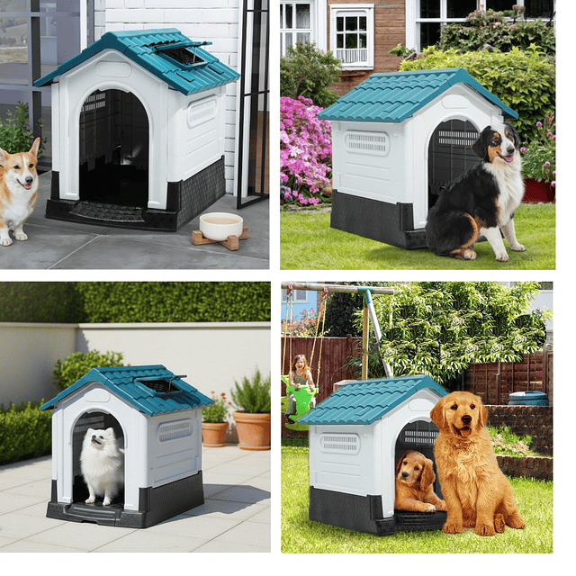 Casa para Perros Razas Pequeñas a Medianas Petscool Plástico Resistente con Ventilación