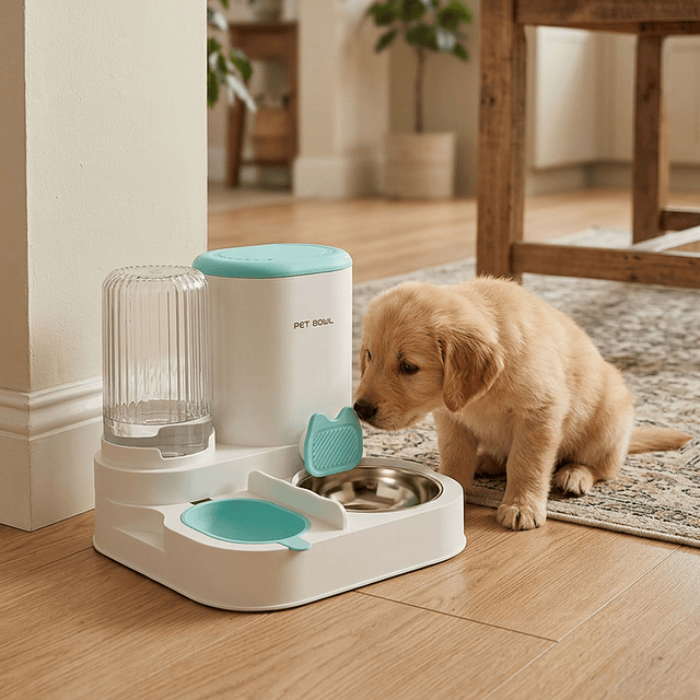 Alimentador Automático de Mascotas 2 en 1 Petscool, Dispensador de Agua Comida