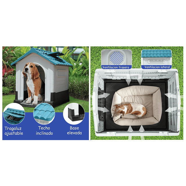 Casa para Perros Razas Pequeñas a Medianas Petscool Plástico Resistente con Ventilación