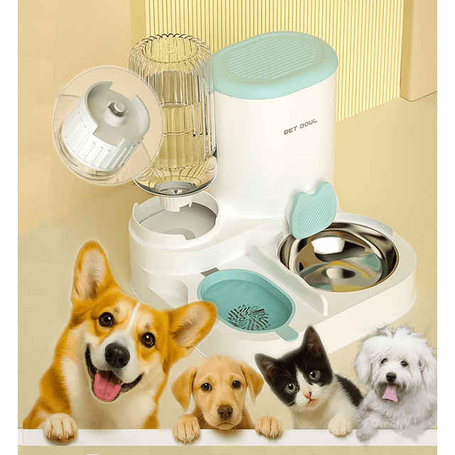Alimentador Automático de Mascotas 2 en 1 Petscool, Dispensador de Agua Comida