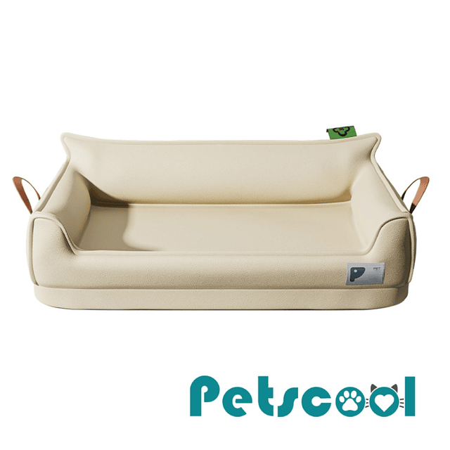 Cama Sofá de Perro PetsCool 4 Estaciones Impermeable Eco cuero Beige Talla S hasta 15 kg